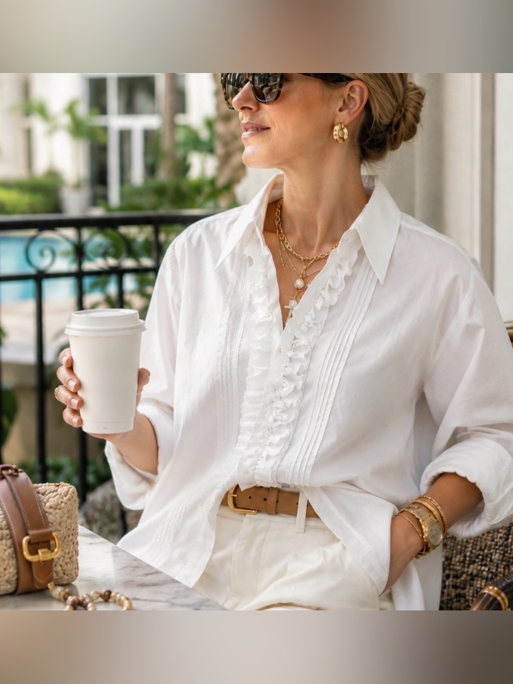 Ruffle Button Down Shirt